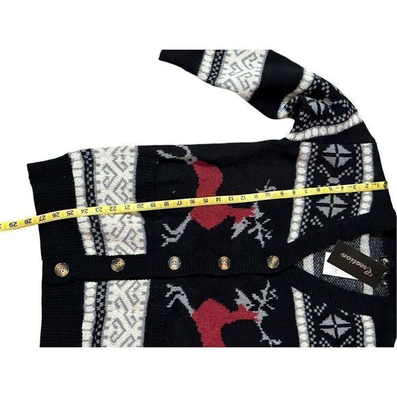 Creation black winter soft reindeer wool blend cardigan M new - Picture 5 of 8